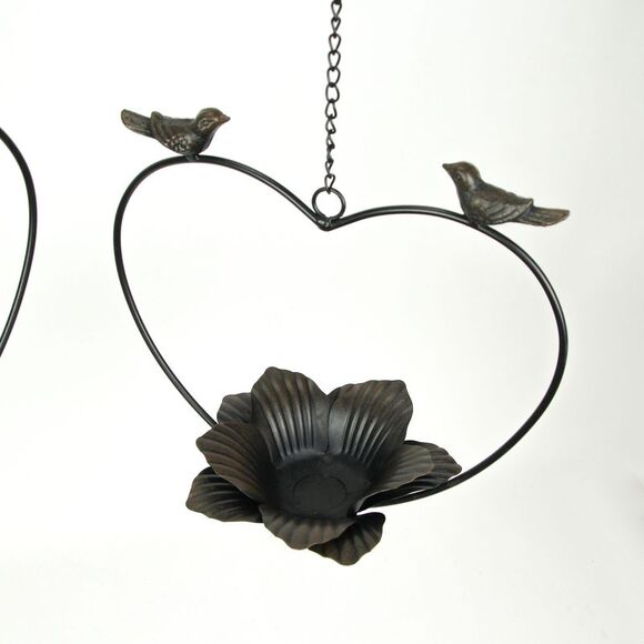 Set of 2 Rustic Metal Bird Hanging Planter Succulent Flower Basket Home Decor - Picture 2 of 3